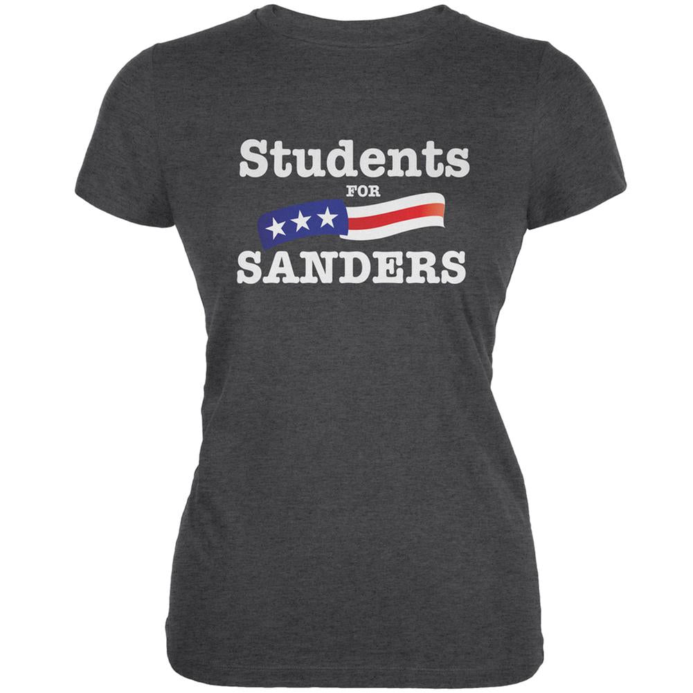 Election 2016 Students For Sanders Dark Heather Juniors Soft T-Shirt Juniors T-Shirts Old Glory 2XL Grey