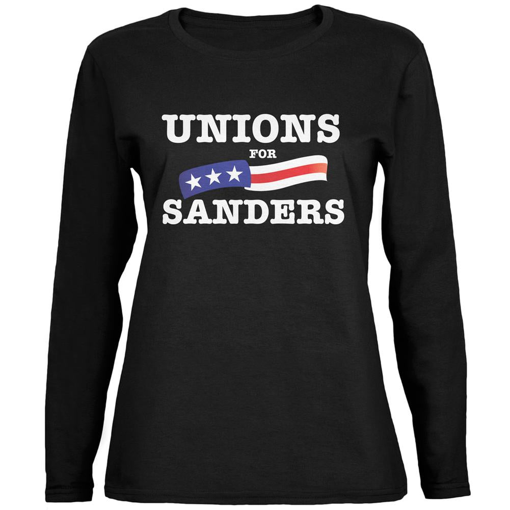 Election 2016 Unions For Sanders Black Womens Long Sleeve T-Shirt Women's Long Sleeves Old Glory 2XL Black