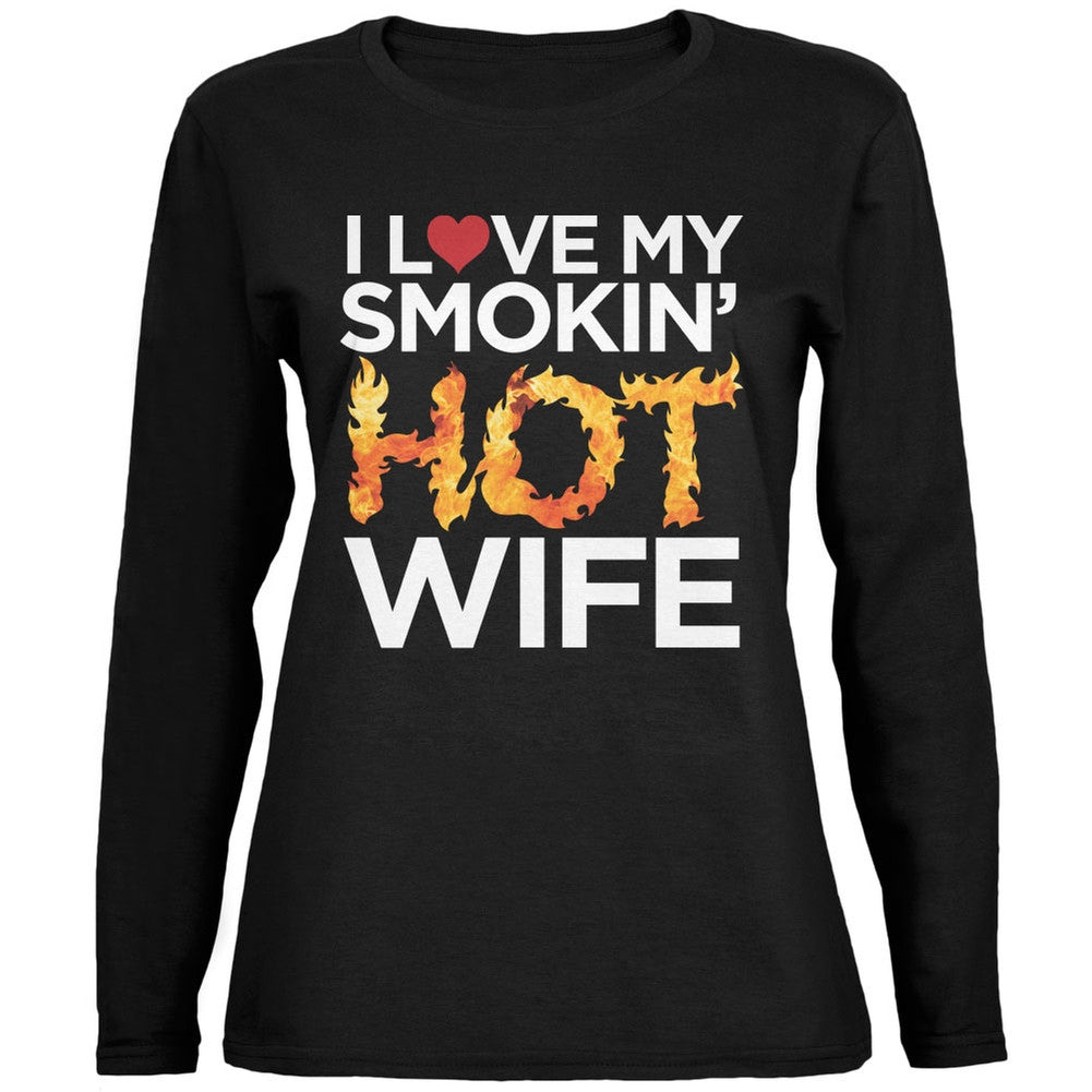 Valentine's Day I Love My Smokin Hot Wife LGBT Black Womens Long Sleeve T-Shirt Women's Long Sleeves Old Glory