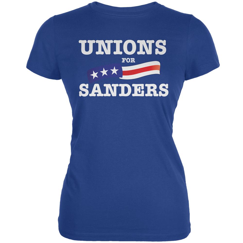Election 2016 Unions For Sanders Royal Juniors Soft T-Shirt Juniors T-Shirts Old Glory 2XL Blue