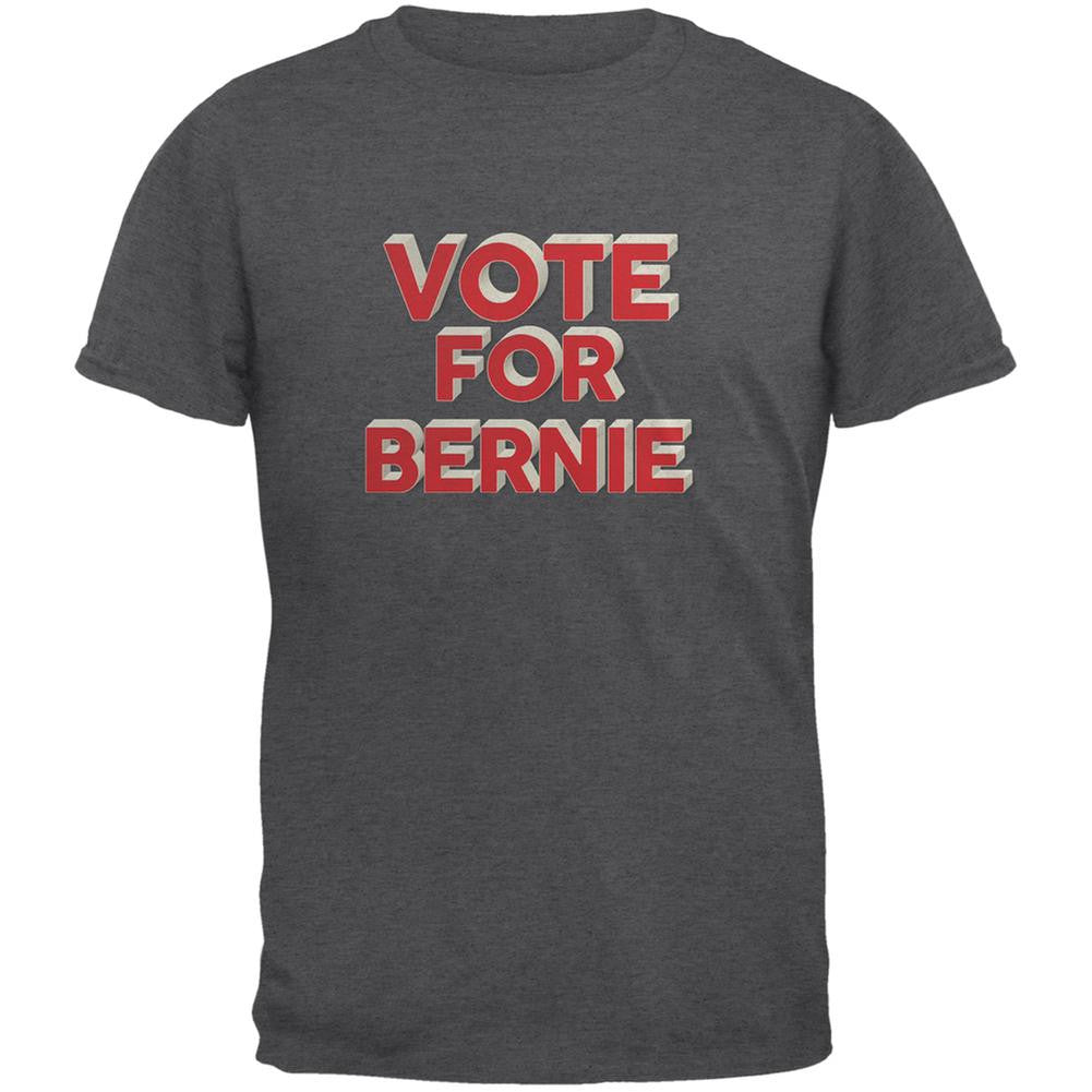 Election 2016 Vote For Bernie 3D Dark Heather Adult T-Shirt Men's T-Shirts Old Glory 2XL Grey
