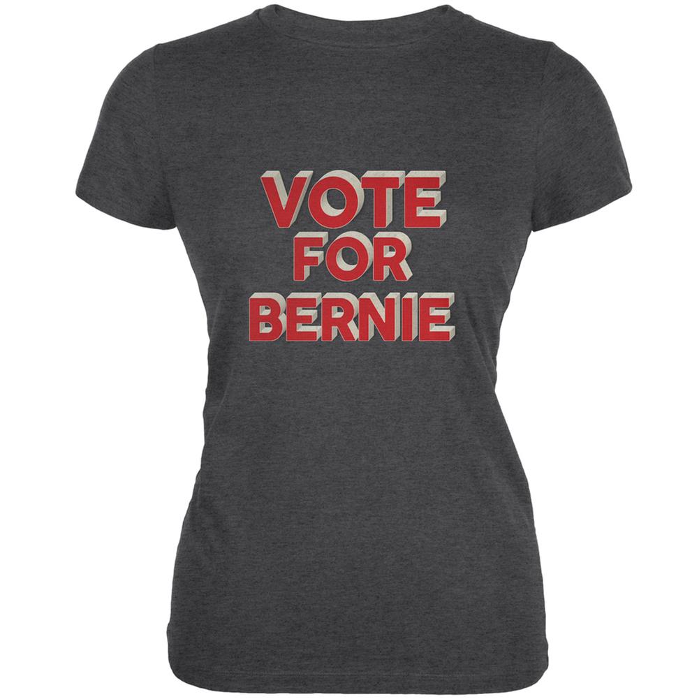 Election 2020 Vote For Bernie 3D Dark Heather Juniors Soft T-Shirt Juniors T-Shirts Old Glory MD Grey