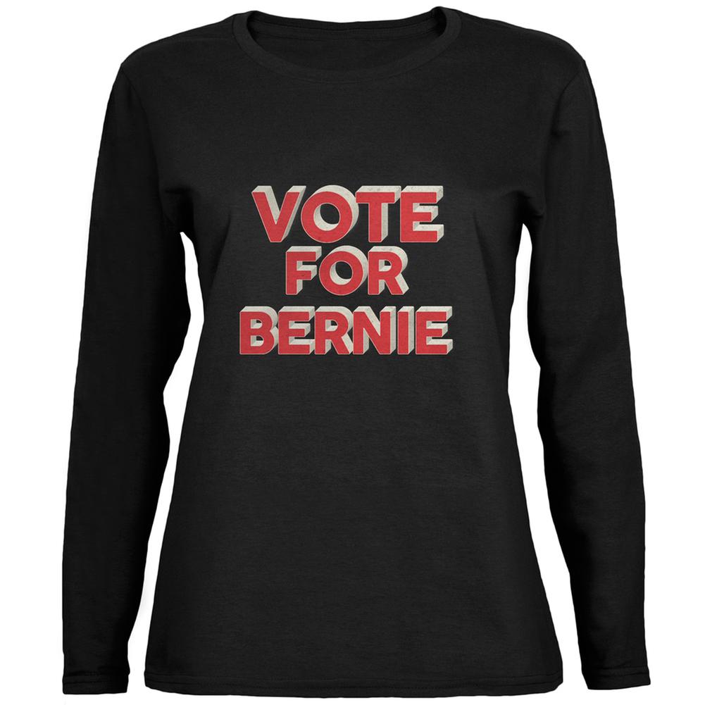 Election 2020 Vote For Bernie 3D Black Womens Long Sleeve T-Shirt Women's Long Sleeves Old Glory XL Black