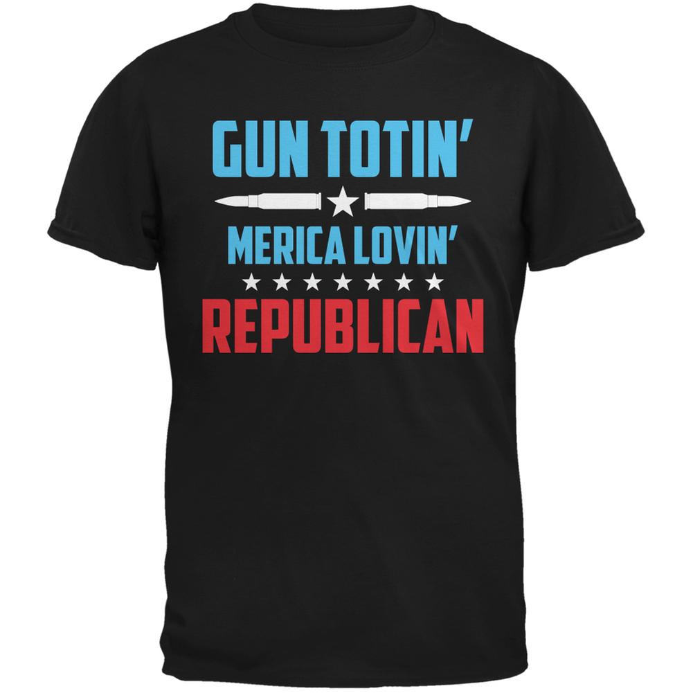 Gun Totin' Merica Lovin' Republican Black Adult T-Shirt Men's T-Shirts Old Glory 2XL Black