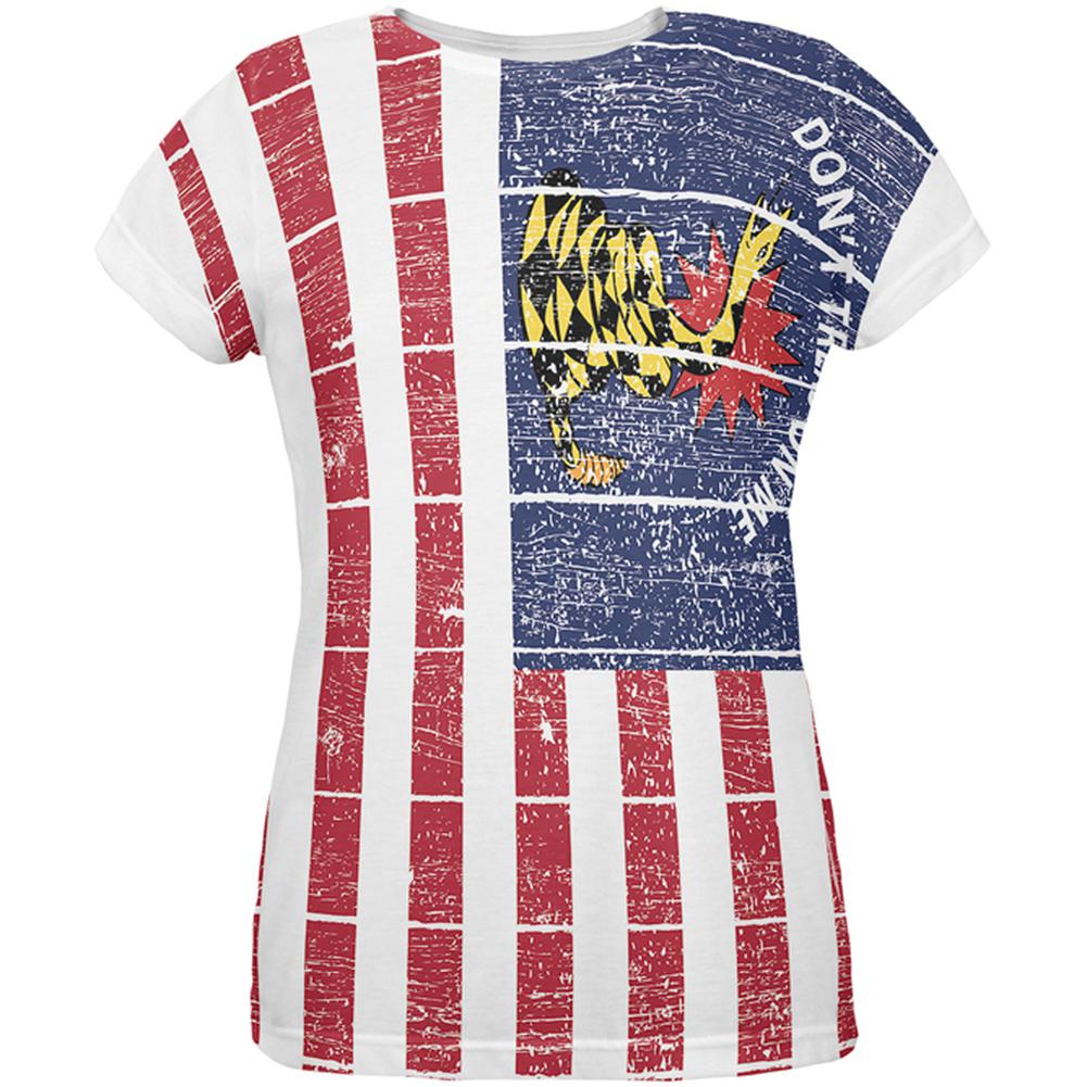 American Gadsden Flag Distressed All Over Womens T-Shirt Women's T-Shirts Old Glory 2XL Multi