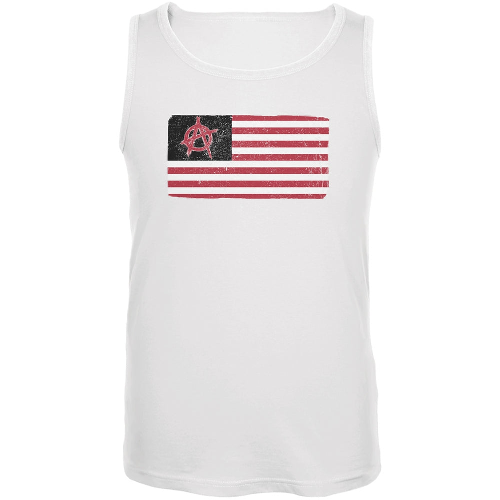 American Anarchy Flag Distressed White Adult Tank Top Men's Tank Tops Old Glory 2XL White