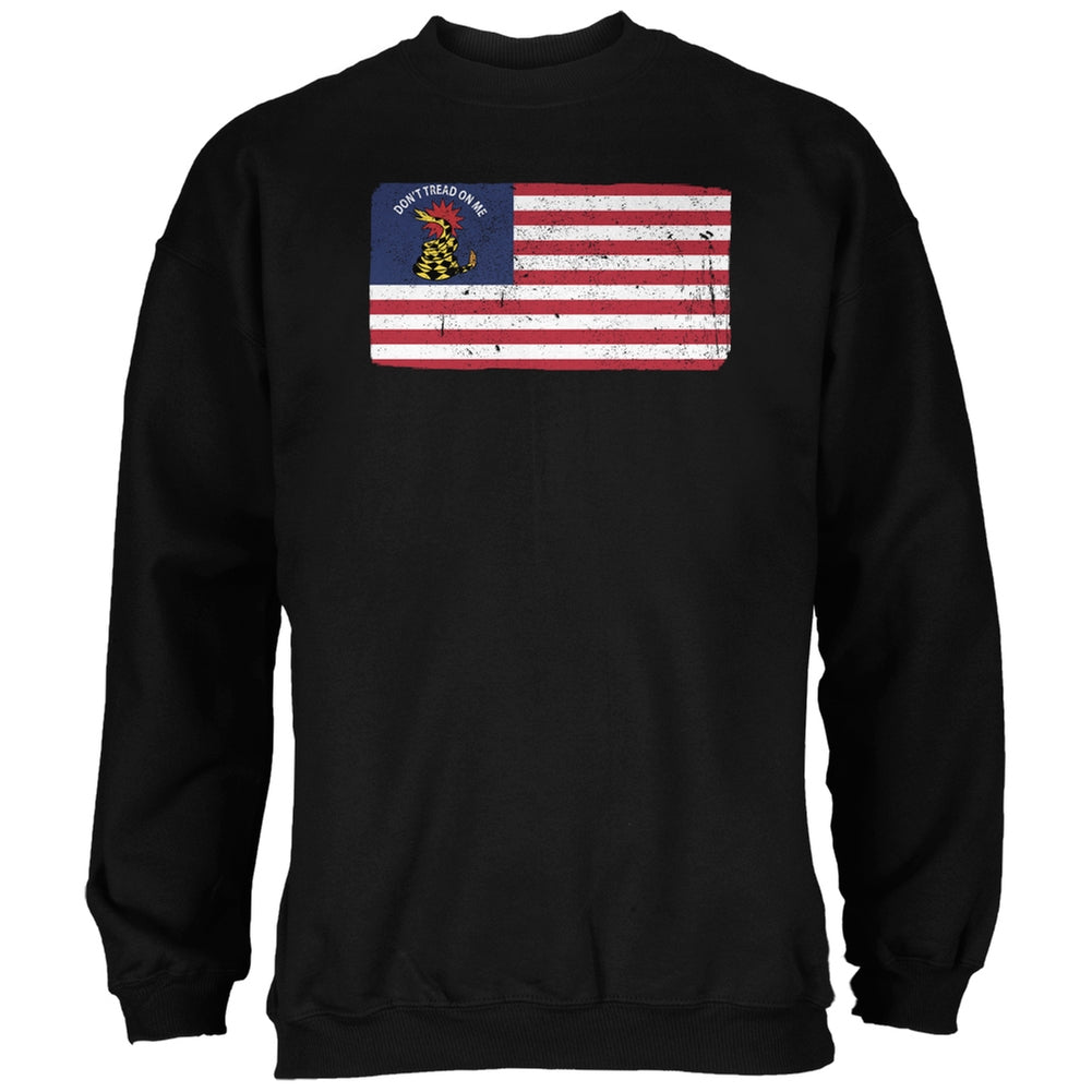 American Gadsden Flag Distressed Black Adult Sweatshirt Men's Sweatshirts Old Glory 2XL Black