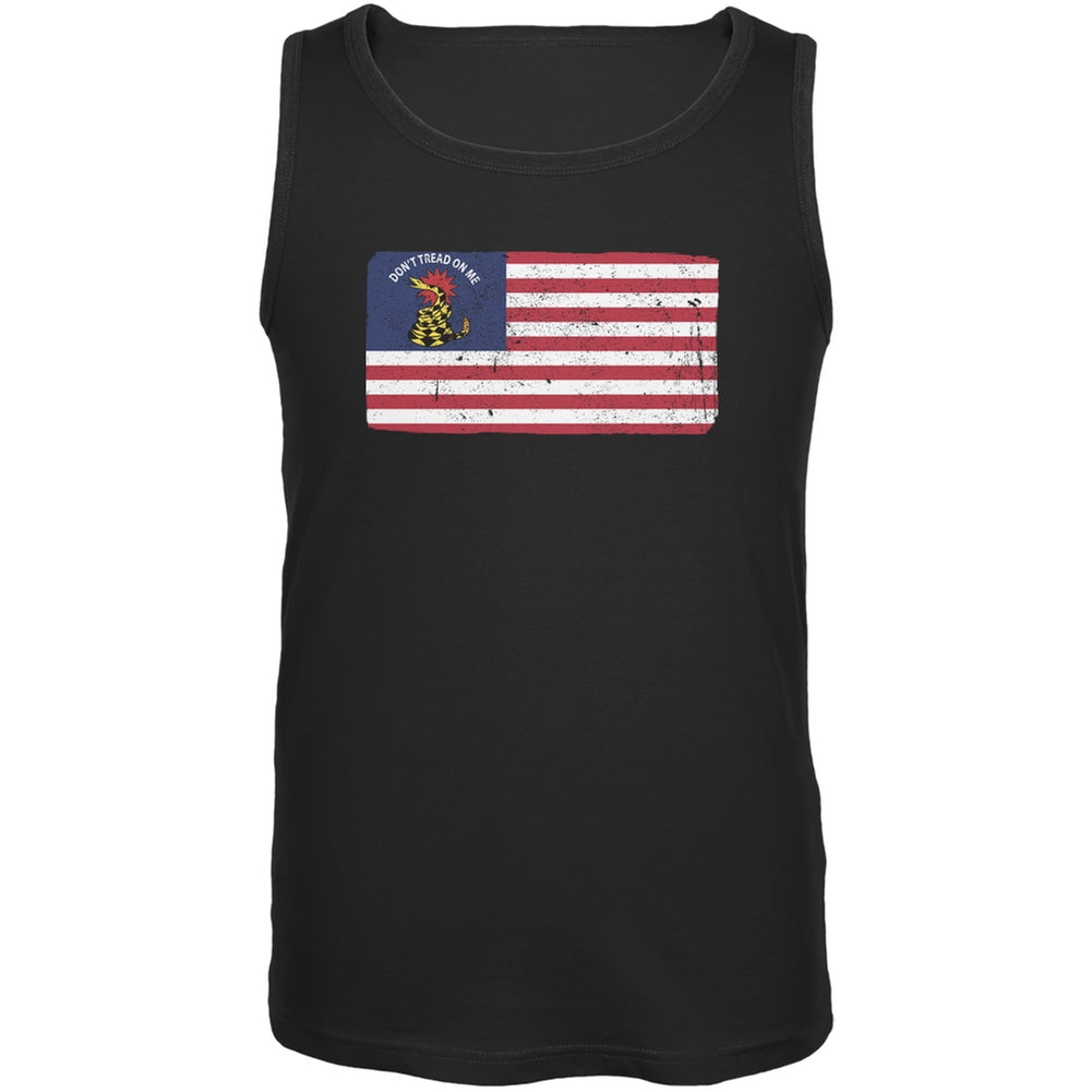 American Gadsden Flag Distressed Black Adult Tank Top Men's Tank Tops Old Glory 2XL Black
