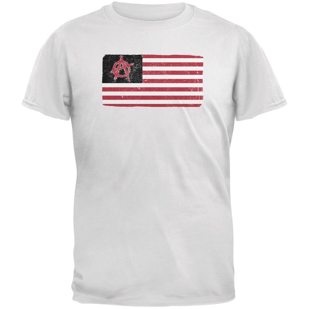 American Anarchy Flag Distressed White Youth T-Shirt Youth T-Shirts Old Glory LG White