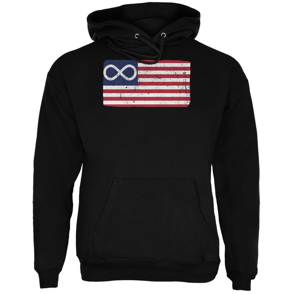 American Metis Flag Distressed Black Adult Hoodie Men's Hoodies Old Glory 2XL Black