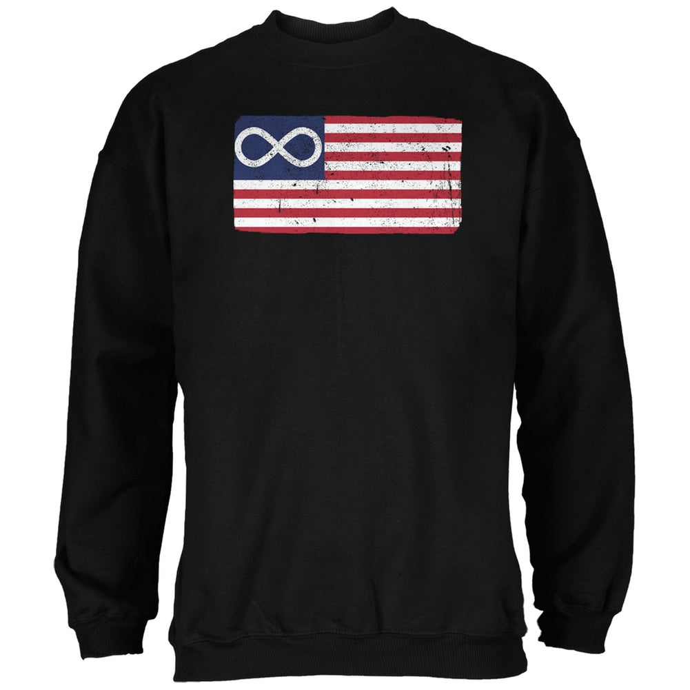 American Metis Flag Distressed Black Adult Sweatshirt Men's Sweatshirts Old Glory 2XL Black