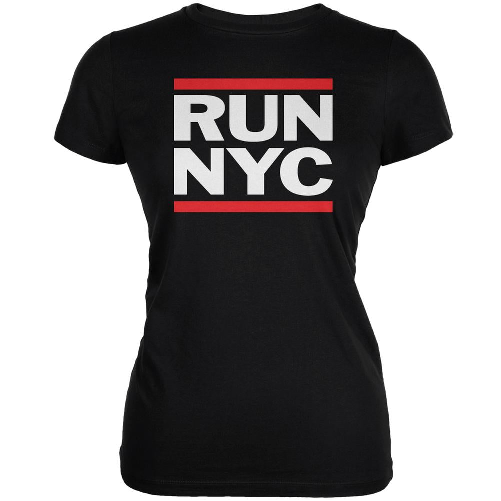 RUN NYC Black Juniors Soft T-Shirt Juniors T-Shirts Old Glory 2XL Black