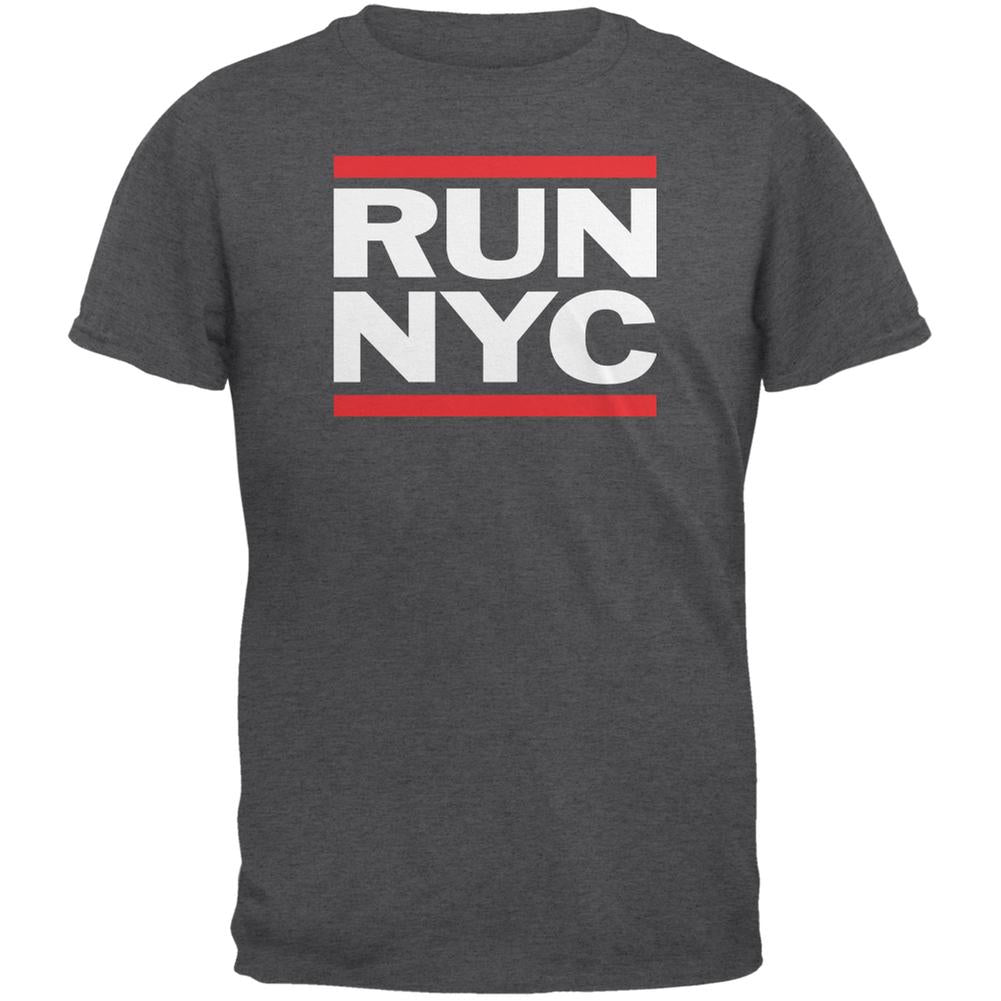 RUN NYC Dark Heather Adult T-Shirt Men's T-Shirts Old Glory 2XL Grey