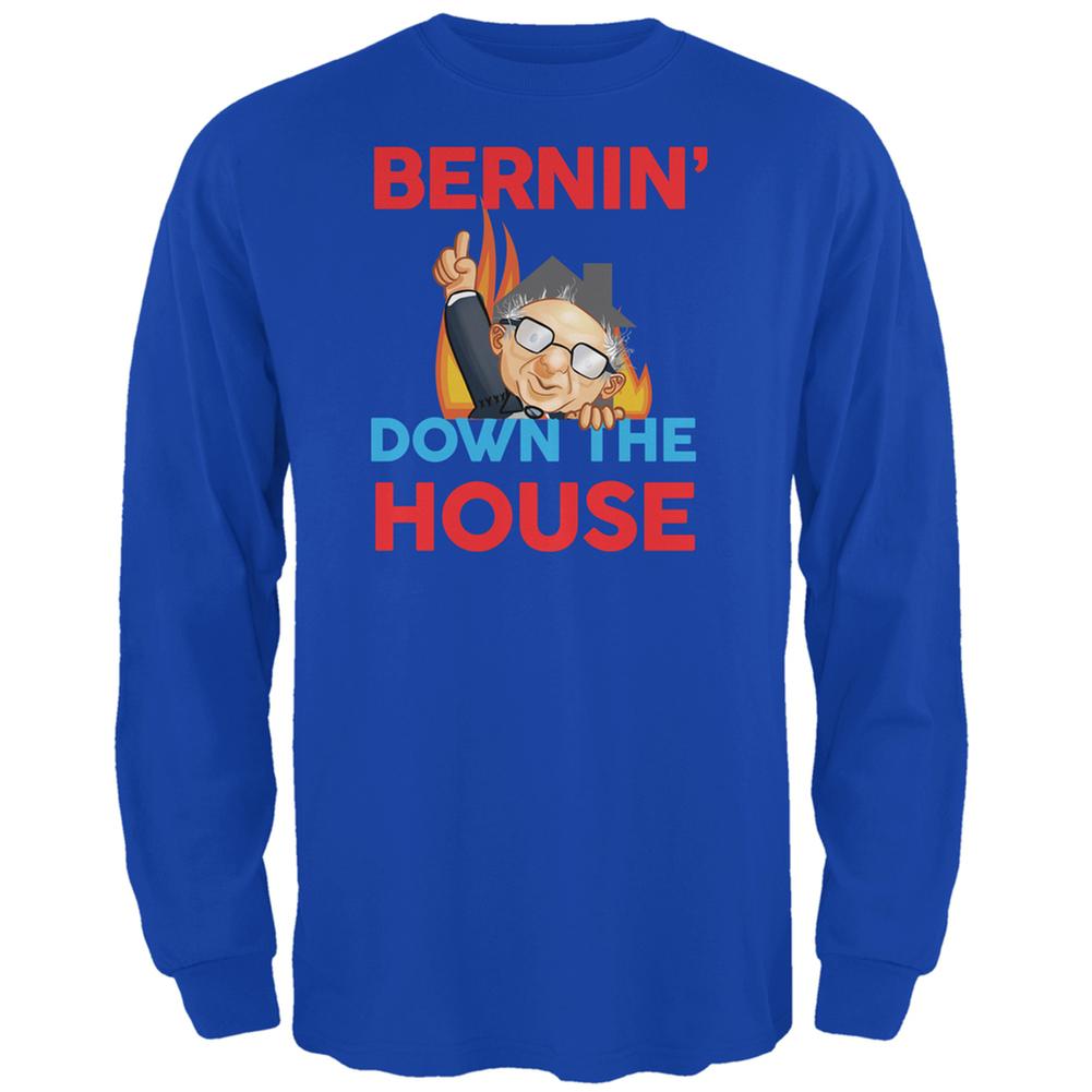 Election 2020 Bernie Bernin' Down Royal Adult Long Sleeve T-Shirt Men's Long Sleeves Old Glory 2XL Blue