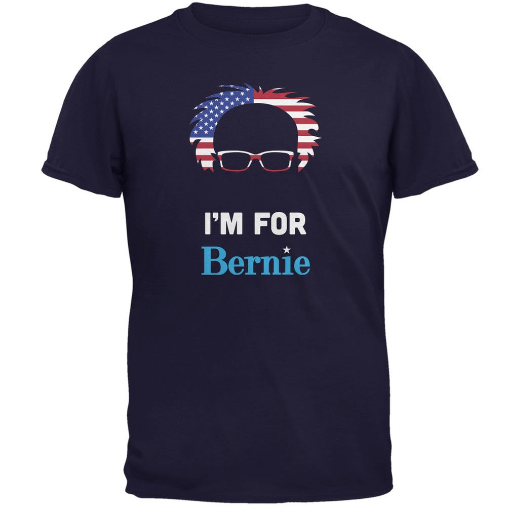 Election 2016 Bernie Sanders Hair Minimalist Flag Navy Adult T-Shirt Men's T-Shirts Old Glory 2XL Blue