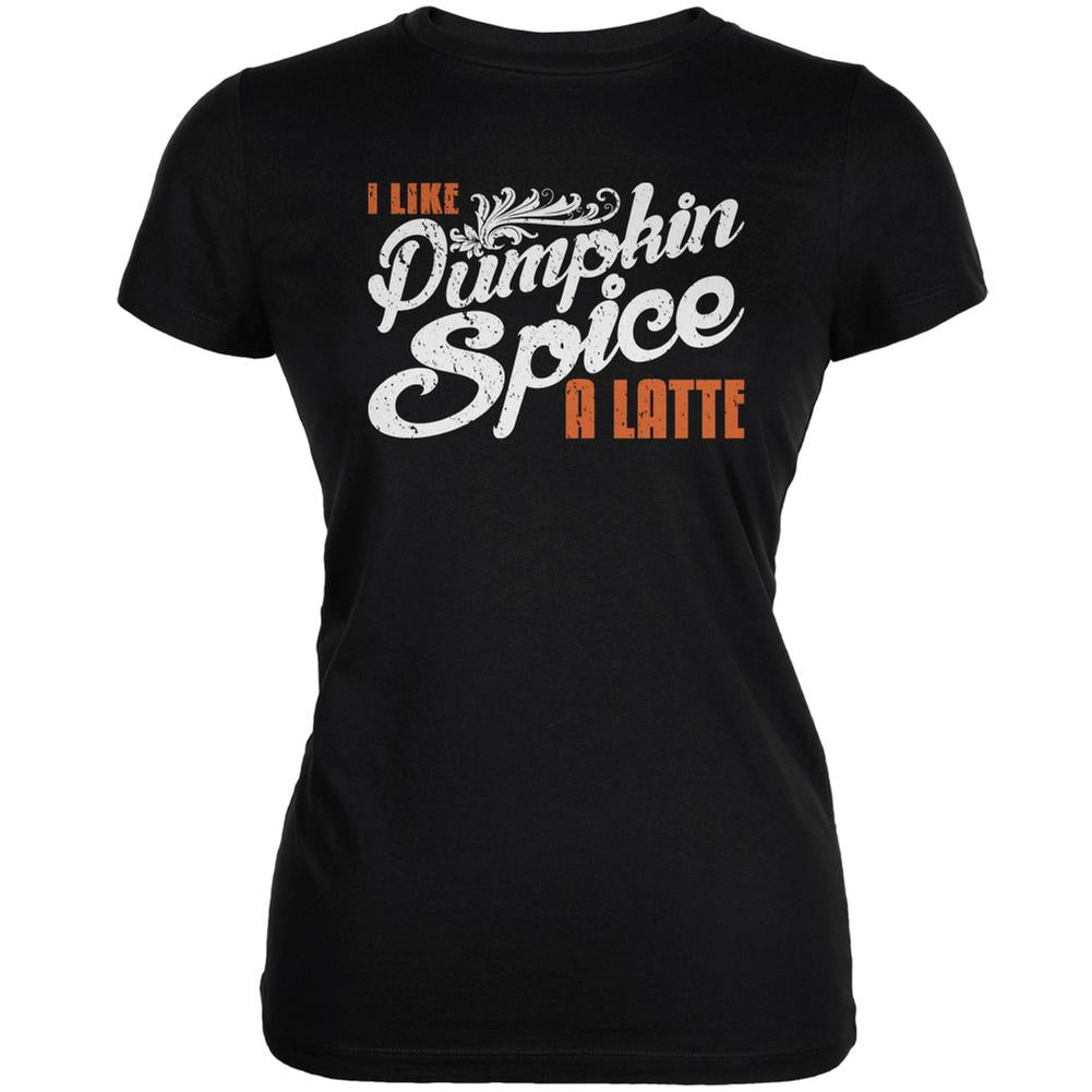 I Like Pumpkin Spice A Latte Black Juniors Soft T-Shirt Juniors T-Shirts Old Glory 2XL Black