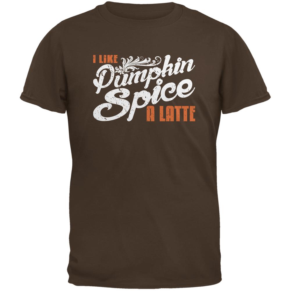 I Like Pumpkin Spice A Latte Brown Adult T-Shirt Men's T-Shirts Old Glory 2XL Brown