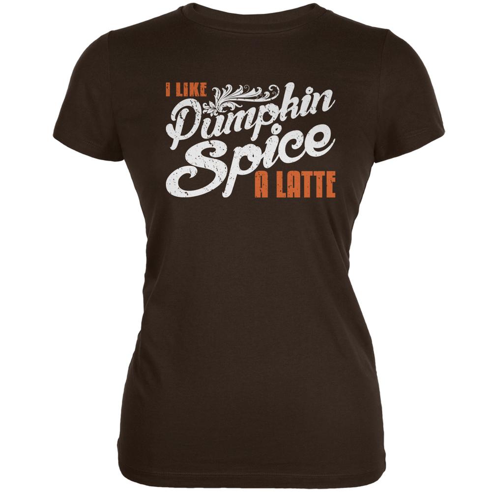 I Like Pumpkin Spice A Latte Brown Juniors Soft T-Shirt Juniors T-Shirts Old Glory 2XL Brown