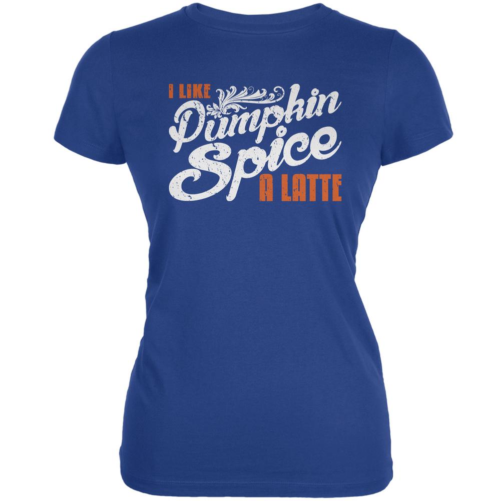 I Like Pumpkin Spice A Latte Royal Juniors Soft T-Shirt Juniors T-Shirts Old Glory 2XL Blue