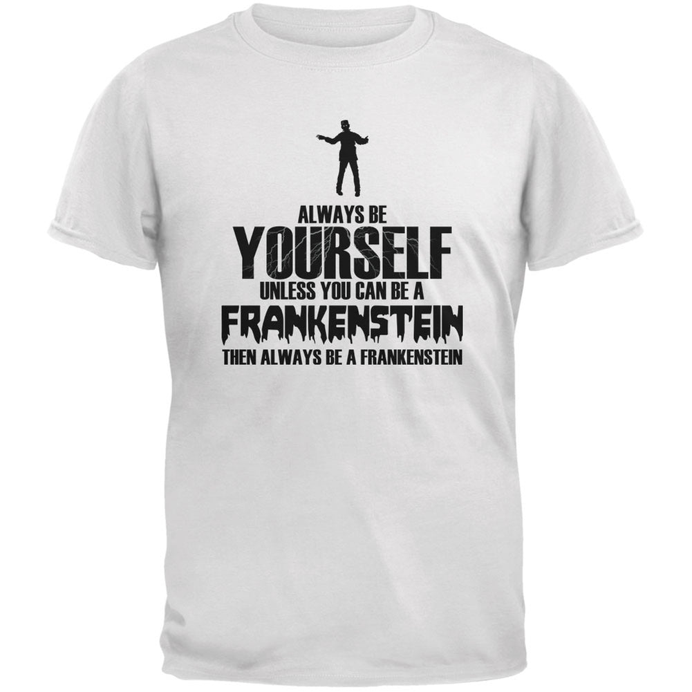 Halloween Always Be Yourself Frankenstein White Youth T-Shirt Youth T-Shirts Old Glory LG White