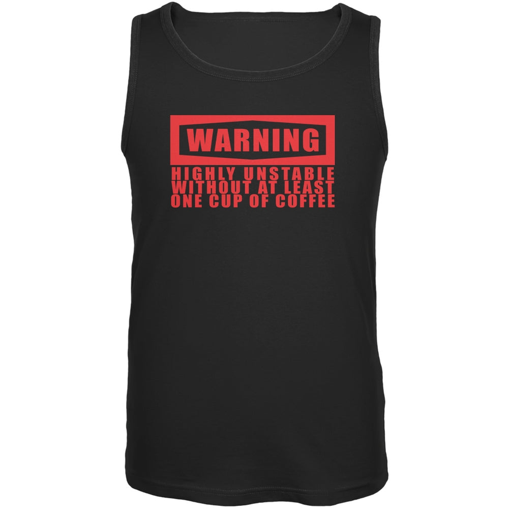 Warning Coffee Unstable Funny black Adult Tank Top Men's Tank Tops Old Glory 2XL Black