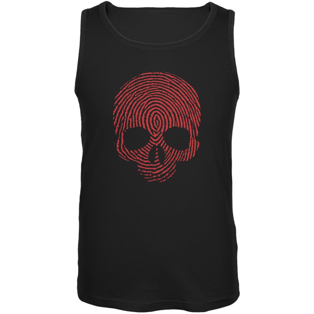 Fingerprint Skull Black Adult Tank Top Men's Tank Tops Old Glory 2XL Black