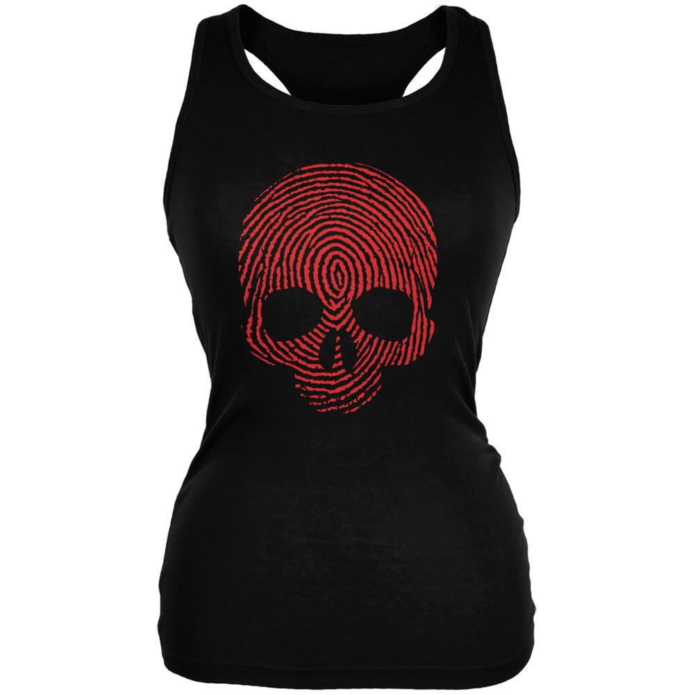 Fingerprint Skull Black Juniors Soft Tank Top Juniors Tank Tops Old Glory 2XL Black