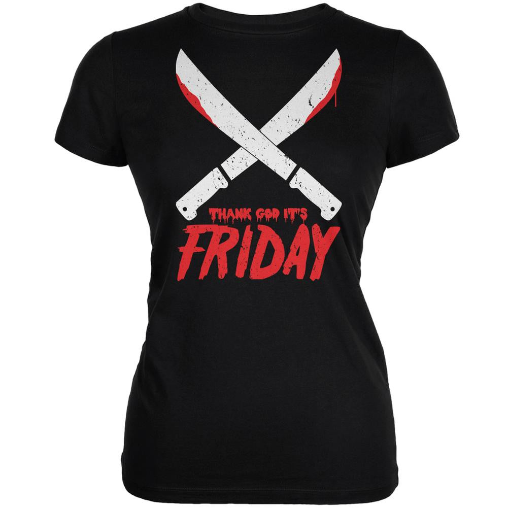 Thank God Its Friday Horror Black Juniors Soft T-Shirt Juniors T-Shirts Old Glory 2XL Black
