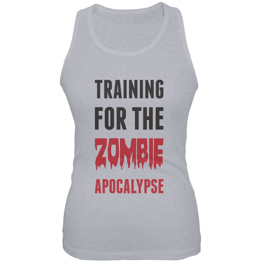 Training for the Zombie Apocalypse Heather Grey Juniors Soft Tank Top Juniors T-Shirts Old Glory 2XL Grey