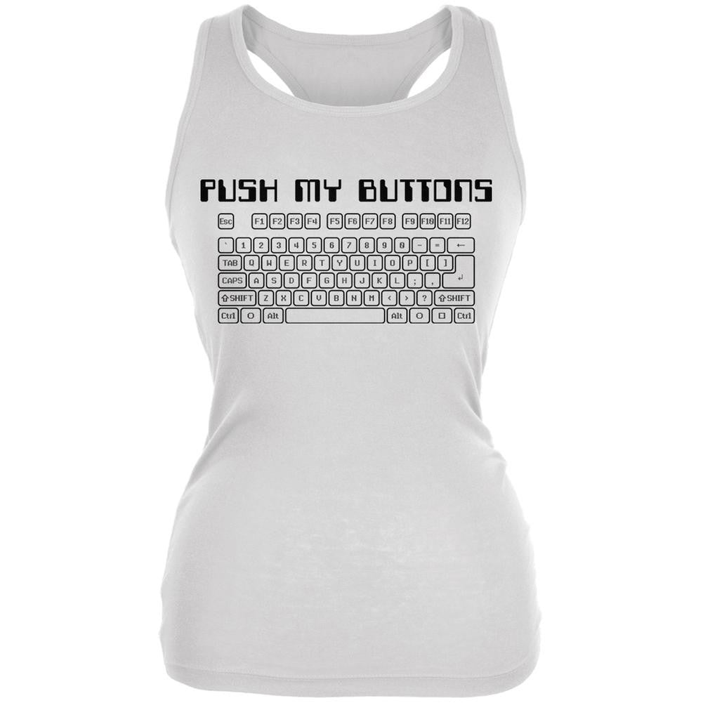 Push My Buttons White Juniors Soft Tank Top Juniors Tank Tops Old Glory 2XL White