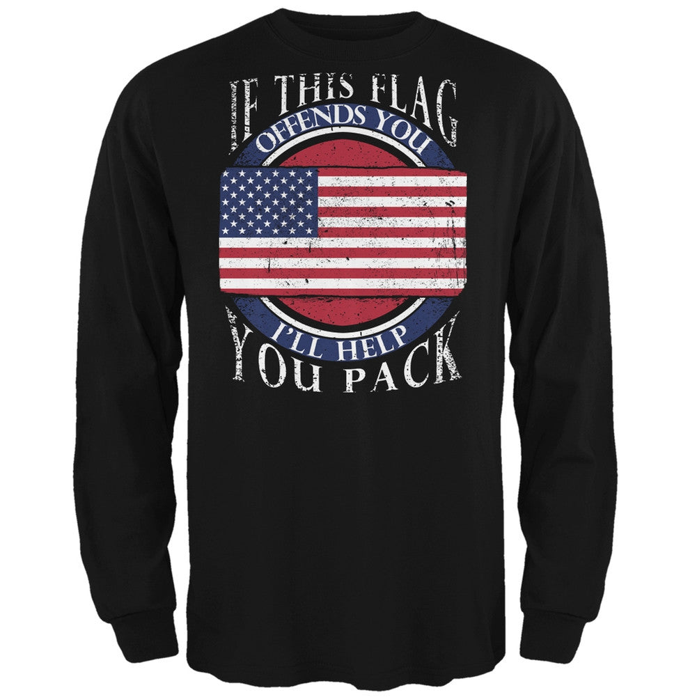 American Flag Help You Pack Black Adult Long Sleeve T-Shirt Men's Long Sleeves Old Glory 2XL Black