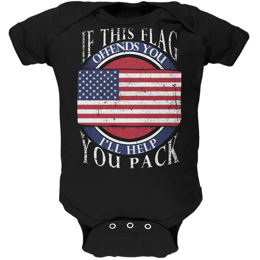American Flag Help You Pack Black Soft Baby One Piece Baby One Piece Old Glory 0-3M Black