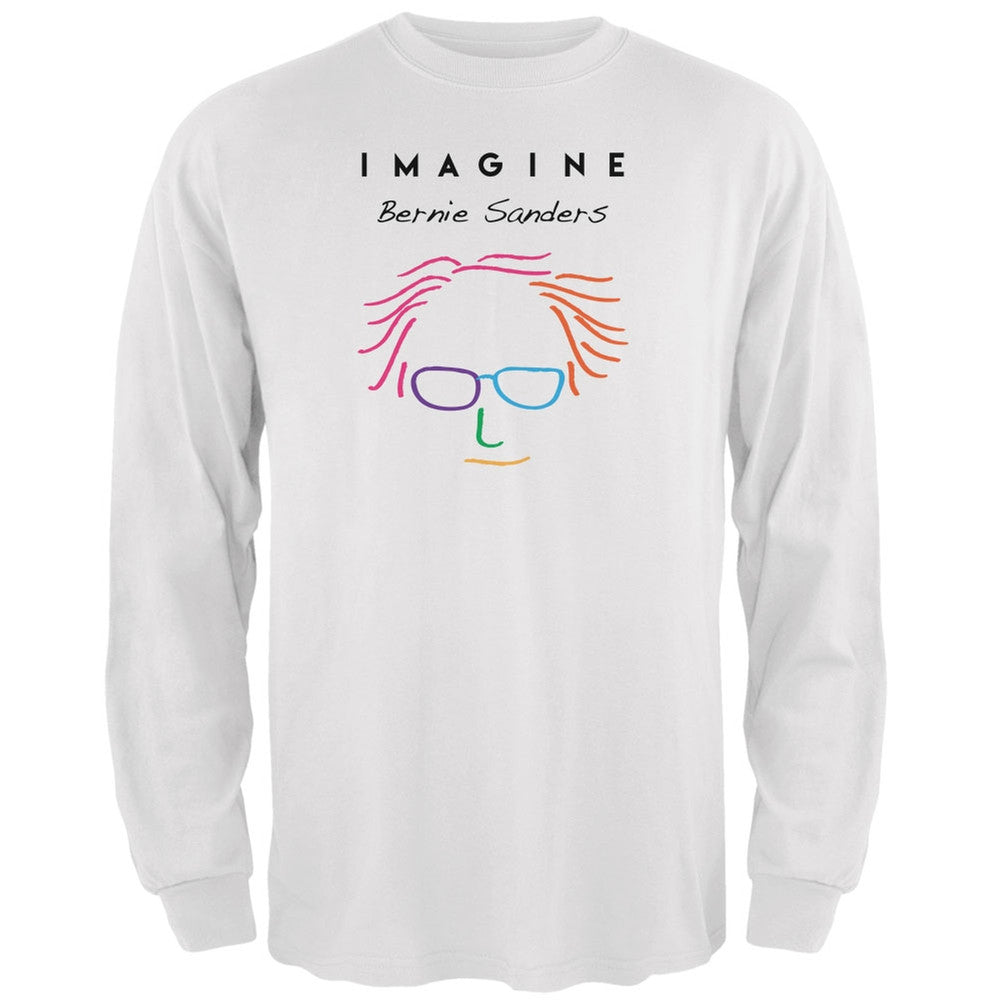 Election 2016 Bernie Sanders Imagine White Adult Long Sleeve T-Shirt Men's Long Sleeves Old Glory 2XL White