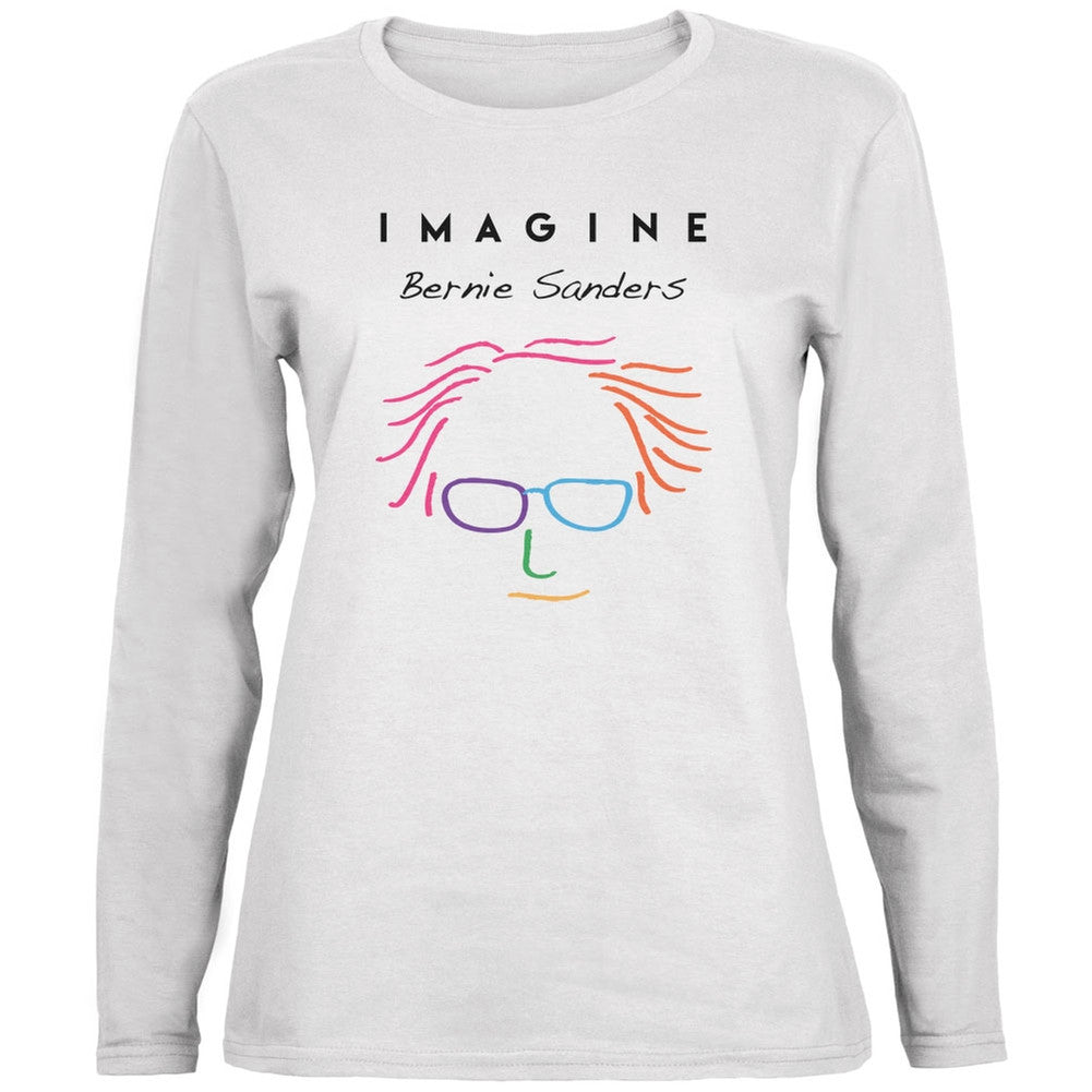 Election 2016 Bernie Sanders Imagine White Womens Long Sleeve T-Shirt Women's Long Sleeves Old Glory 2XL White