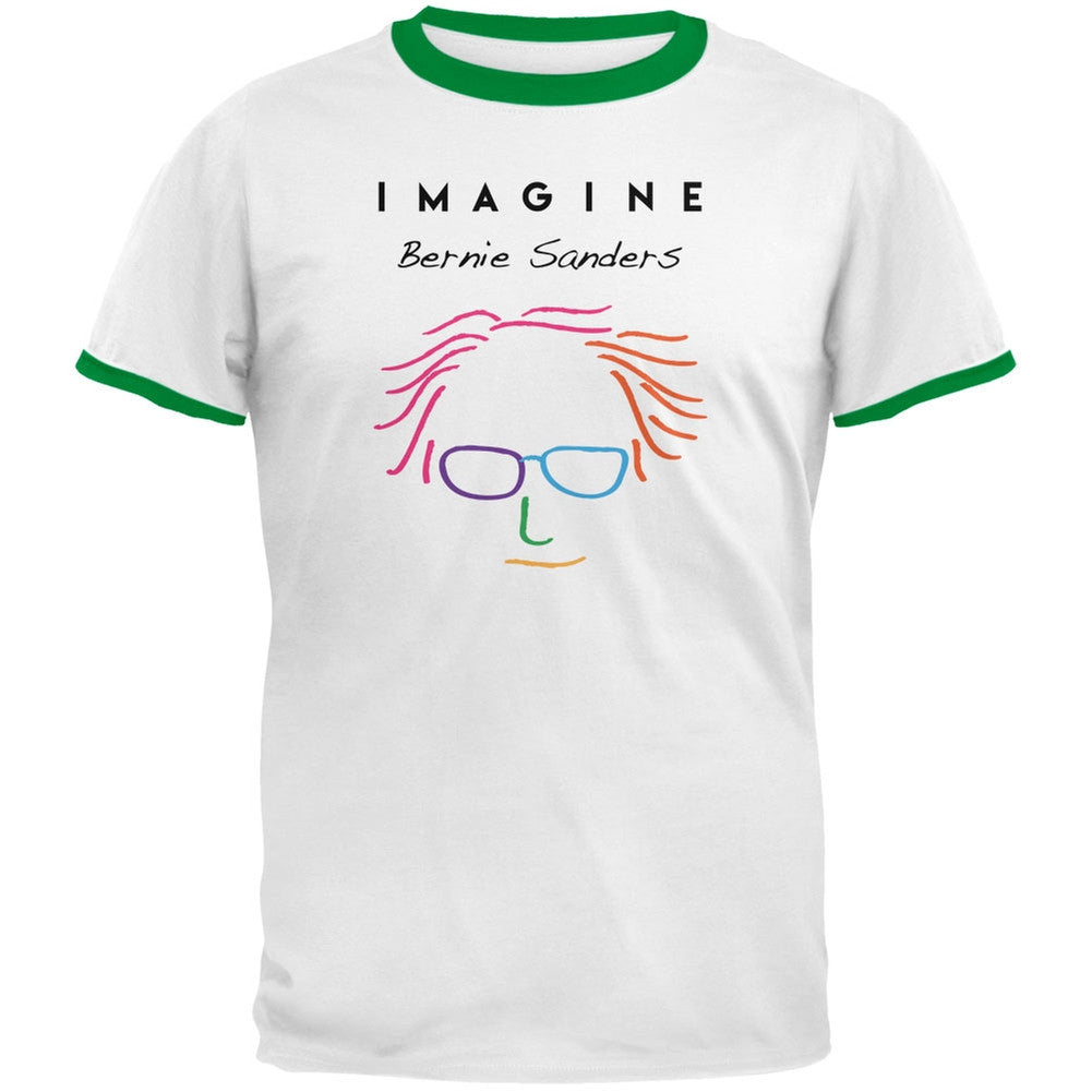Election 2016 Bernie Sanders Imagine White-Kelly Men's Ringer T-Shirt Men's T-Shirts Old Glory 2XL White