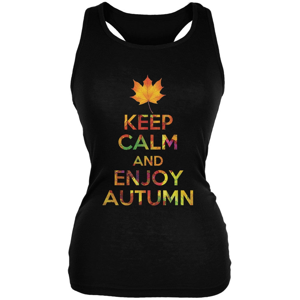 Keep Calm Enjoy Autumn Fall Black Juniors Soft Tank Top Juniors Tank Tops Old Glory 2XL Black