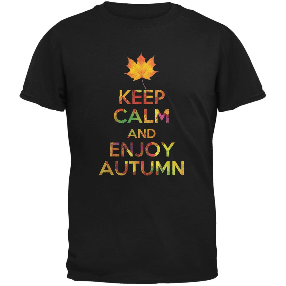 Keep Calm Enjoy Autumn Fall Black Youth T-Shirt Youth T-Shirts Old Glory LG Black