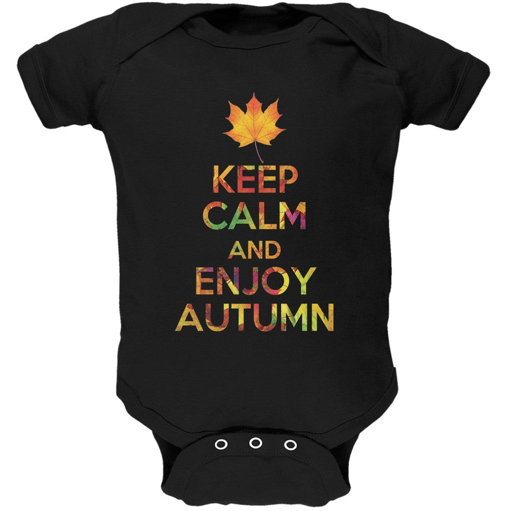 Keep Calm Enjoy Autumn Fall Black Soft Baby One Piece Baby One Piece Old Glory 0-3M Black