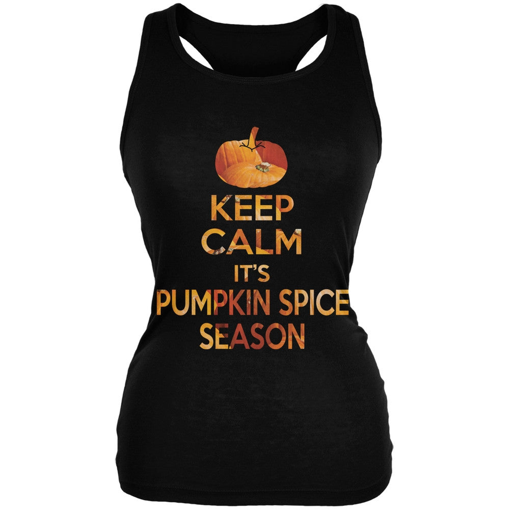 Keep Calm It's Pumpkin Spice Season Black Juniors Soft Tank Top Juniors Tank Tops Old Glory 2XL Black