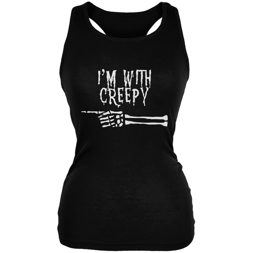 Halloween I'm With Creepy Black Juniors Soft Tank Top Juniors Tank Tops Old Glory 2XL Black