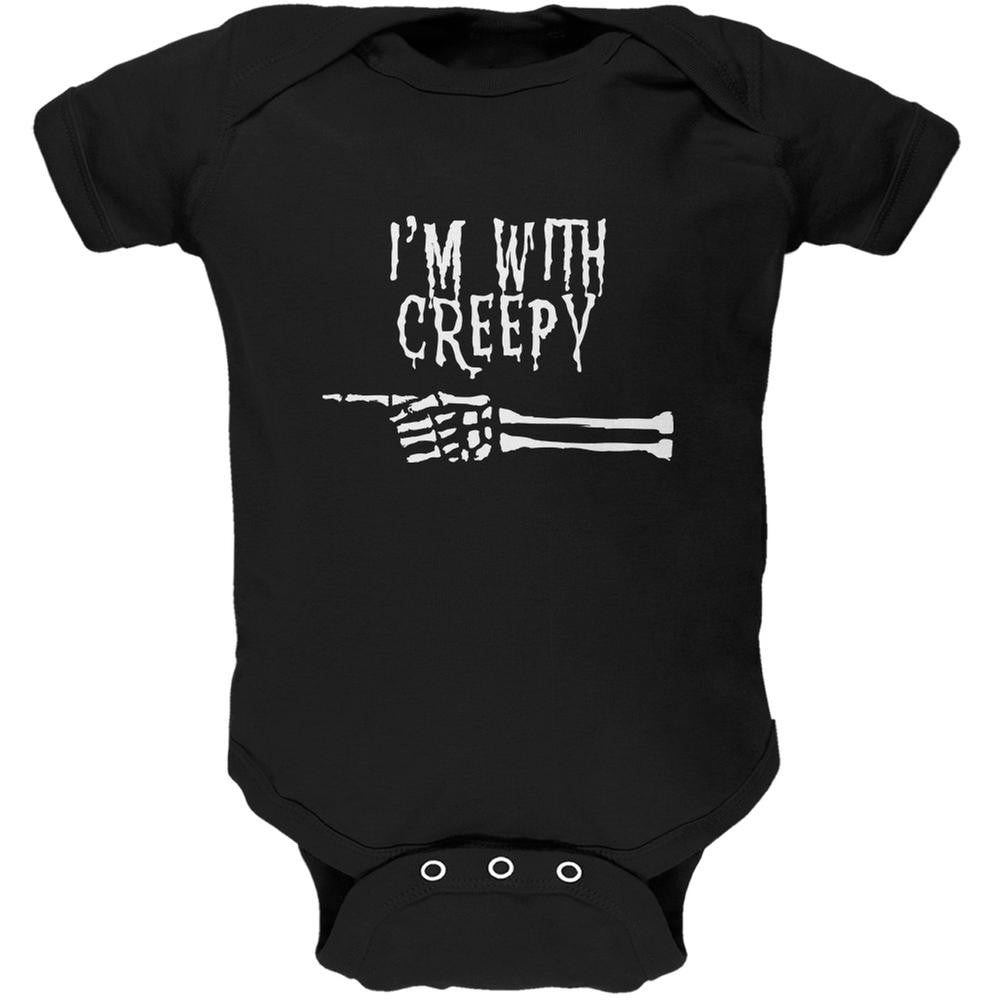 Halloween I'm With Creepy Black Soft Baby One Piece Baby One Piece Old Glory 0-3M Black
