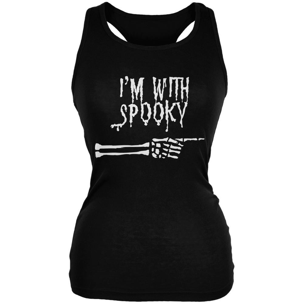 Halloween I'm With Spooky Black Juniors Soft Tank Top Juniors Tank Tops Old Glory 2XL Black