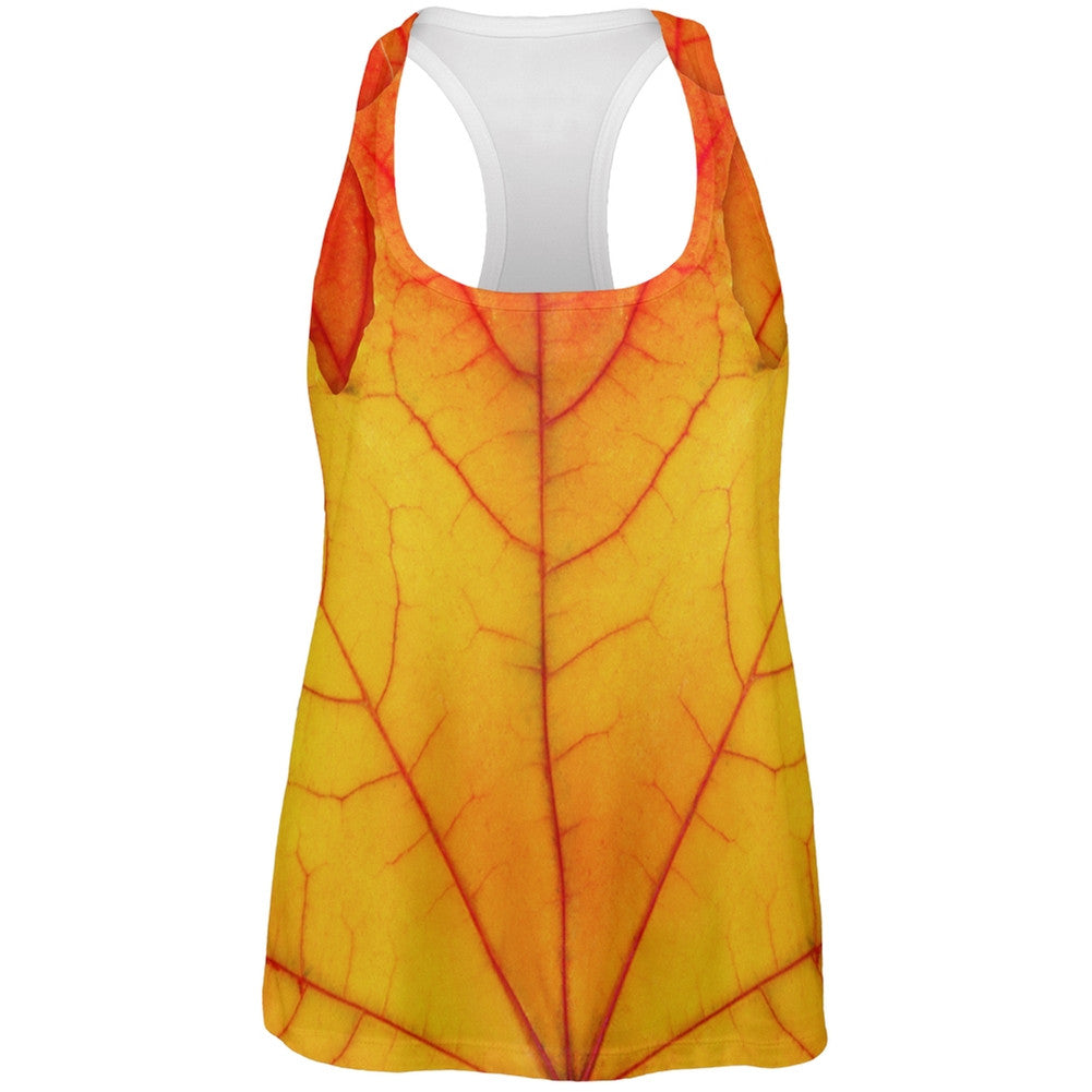 Halloween Autumn Fall Leaf Costume All Over Womens Racerback Tank Top Juniors Tank Tops Old Glory 2XL Multi