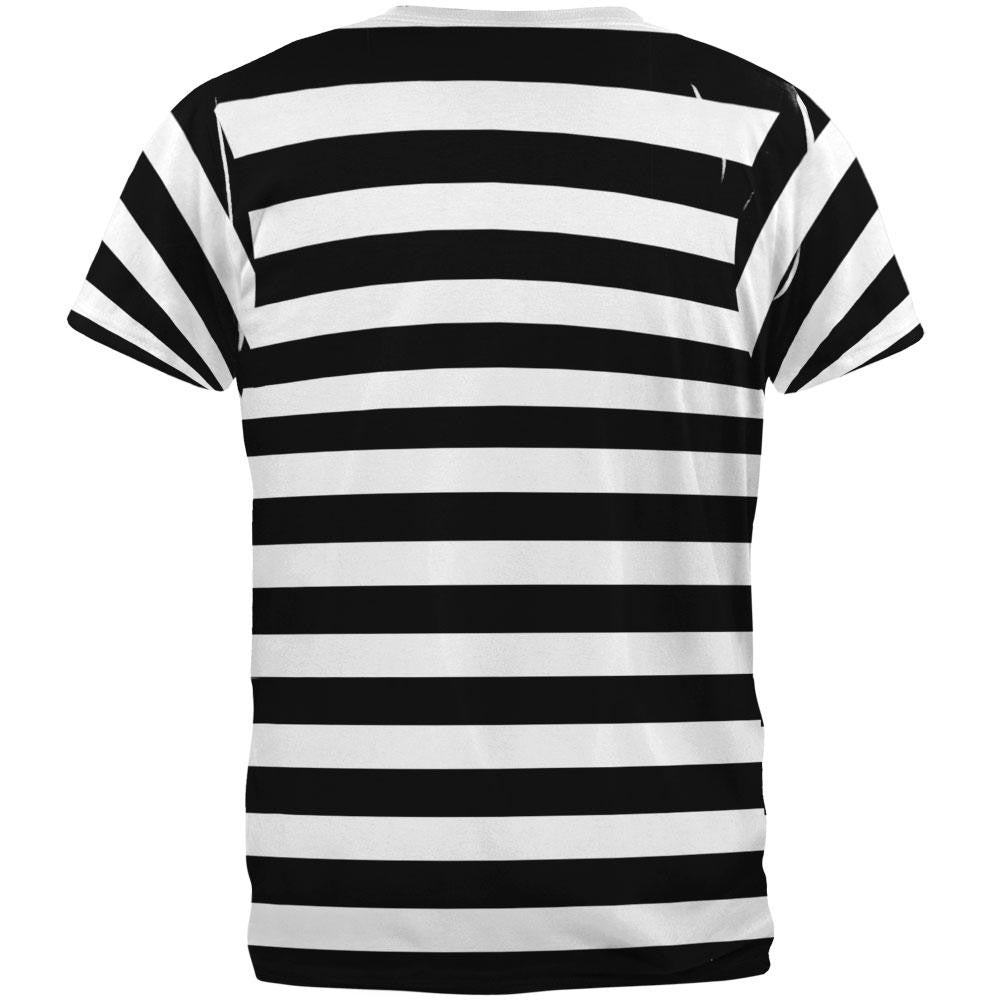 Halloween Prisoner Old Time Striped Costume All Over Adult T-Shirt Men's T-Shirts Old Glory