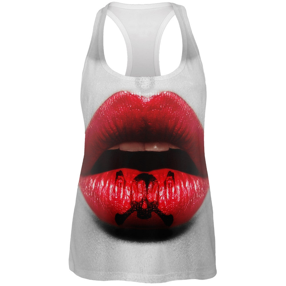 Halloween Kiss of Death All Over Womens Racerback Tank Top Women's Tank Tops Old Glory SM Multi