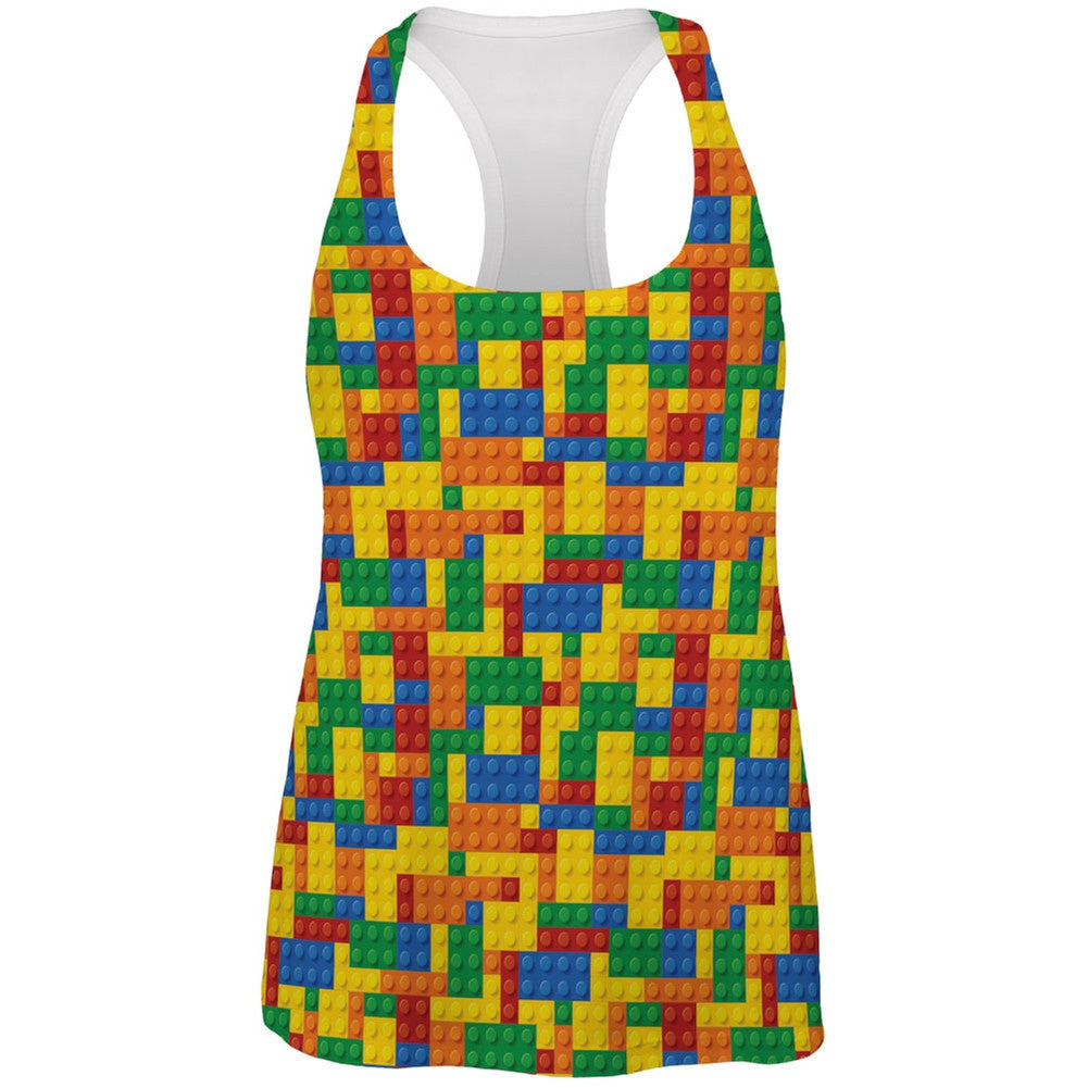 Halloween Building Blocks Costume All Over Womens Racerback Tank Top Women's Tank Tops Old Glory 2XL Multi