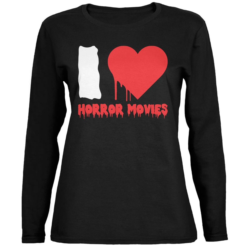 Halloween I Heart Horror Movies Black Womens Long Sleeve T-Shirt Women's Long Sleeves Old Glory SM Black
