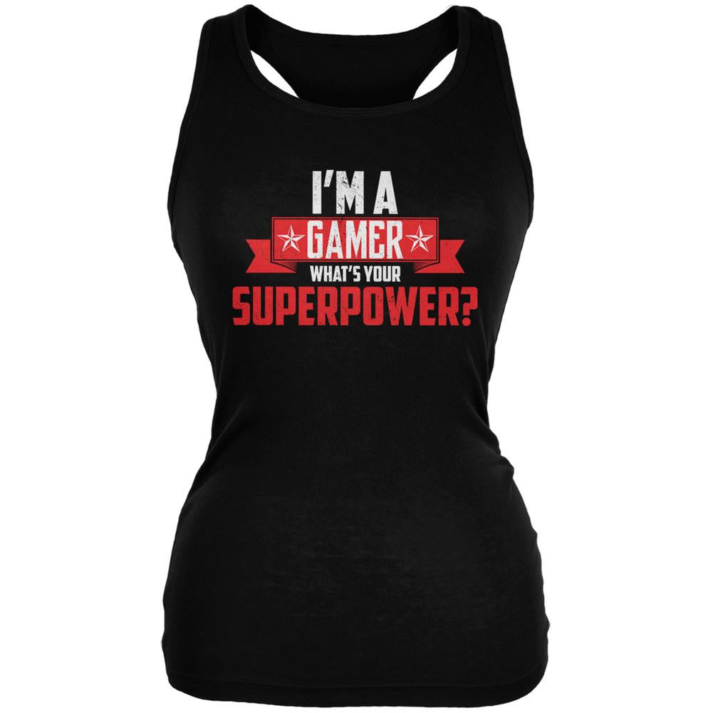 I'm A Gamer What's Your Superpower Black Juniors Soft Tank Top Juniors Tank Tops Old Glory 2XL Black