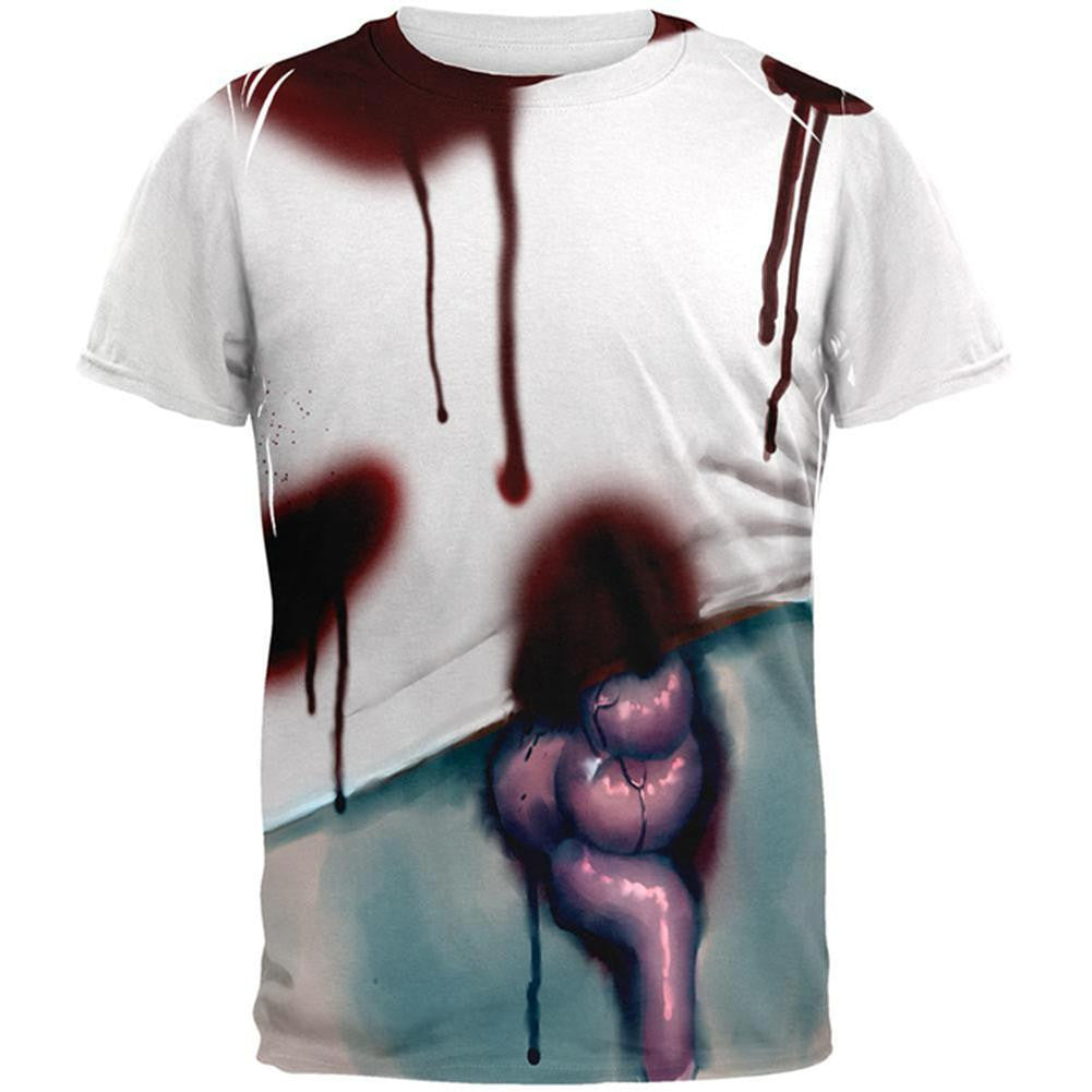 Halloween Slob Zombie Costume All Over Adult T-Shirt Men's T-Shirts Old Glory 2XL White