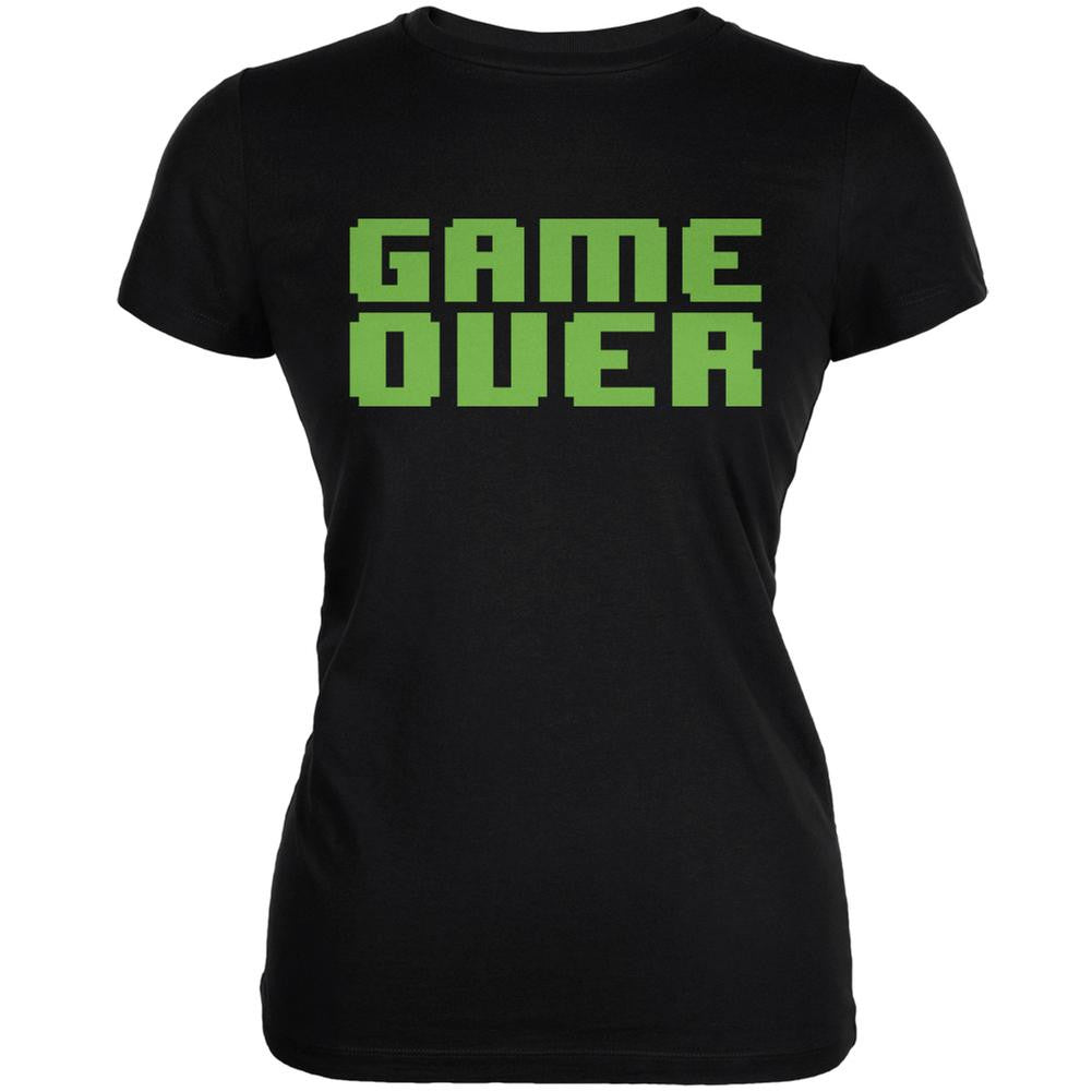 8 Bit Game Over Black Juniors Soft T-Shirt Juniors T-Shirts Old Glory SM Black